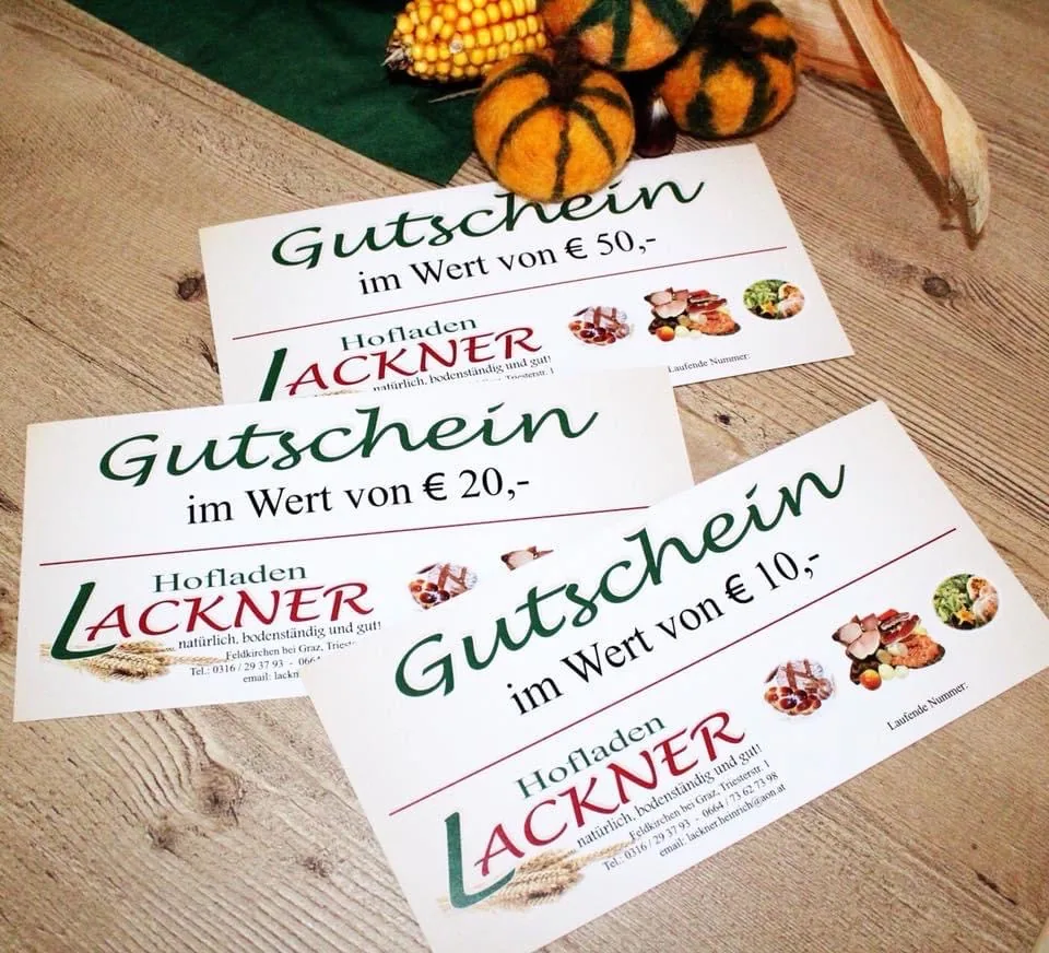 Historische Gutscheine des Hofladens Lackner